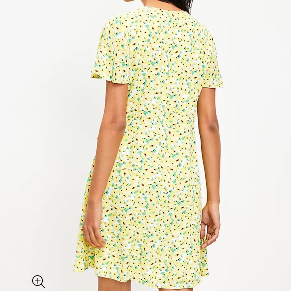 LOFT Floral Pintucked Side Tie Dress Small - Picture 12 of 14